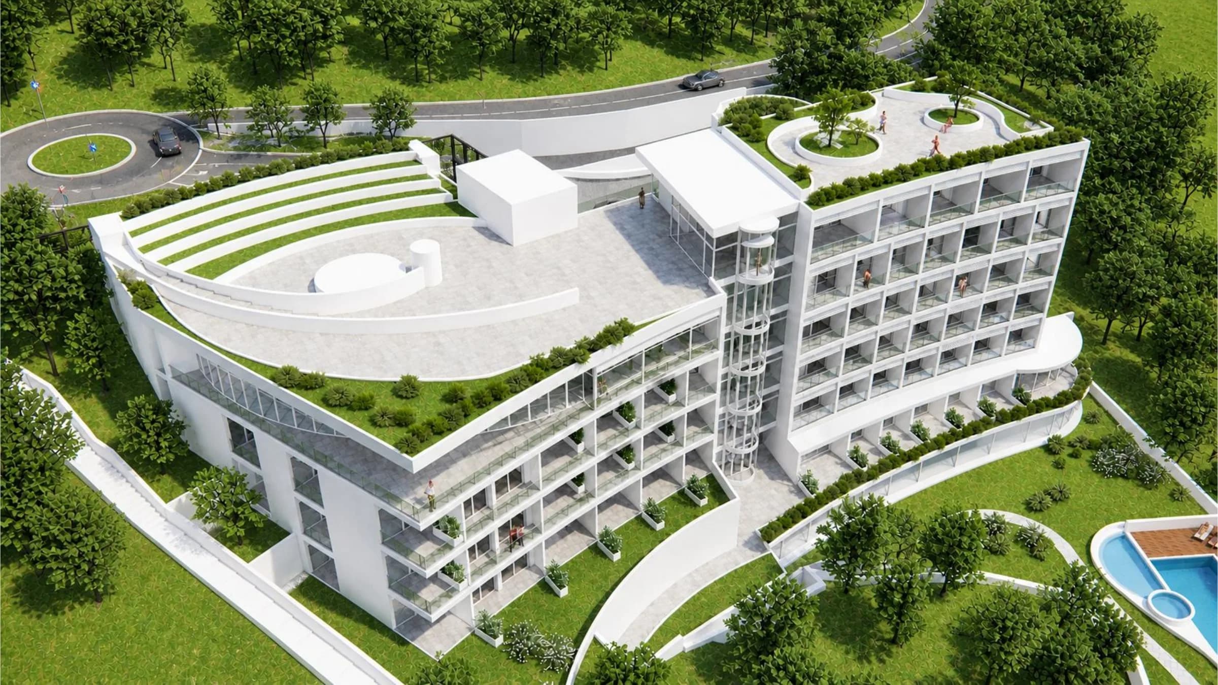 Architectural rendering of the proposed five-star luxury hotel in Lerici, Liguria